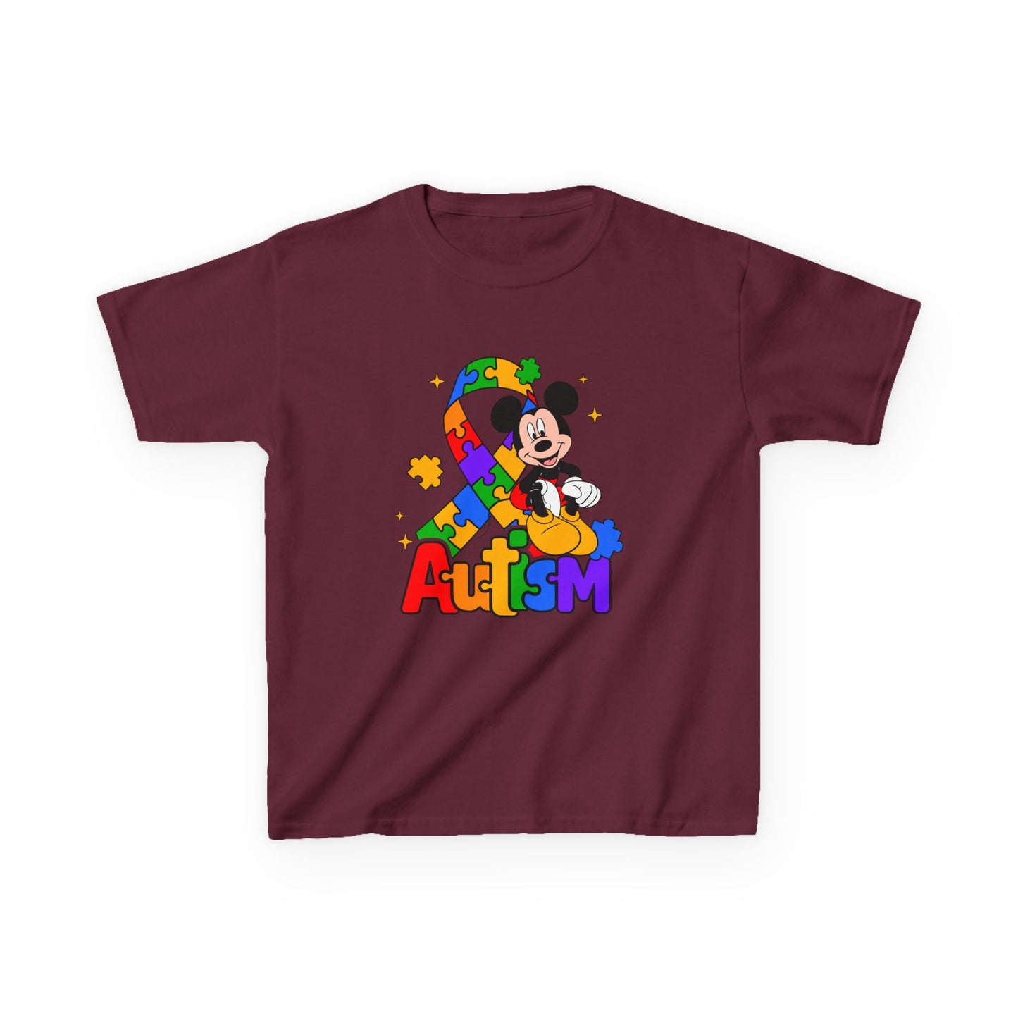 Kids Autism Awareness T-Shirt — Colorful Puzzle Ribbon Design