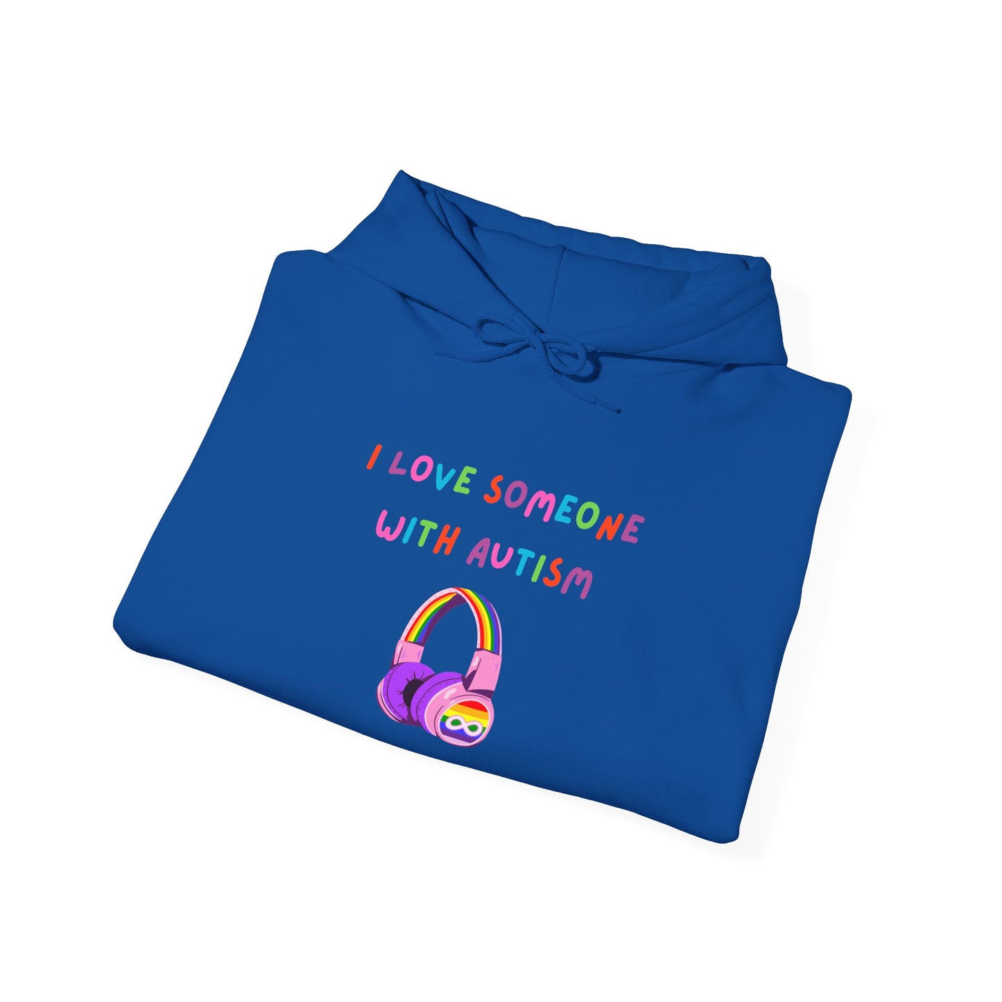 Autism Support Hoodie — "I Love Someone With Autism" Colorful Headphones Design