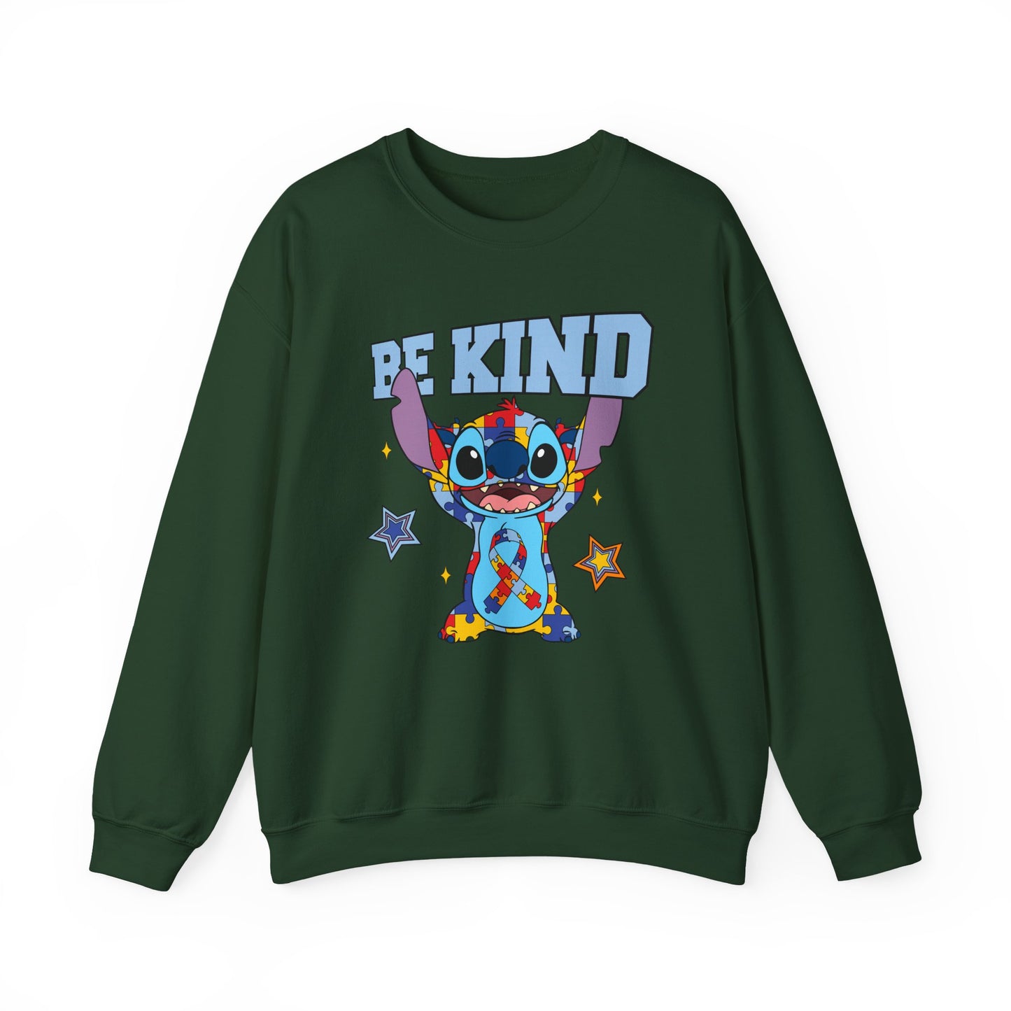 Be Kind Crewneck Sweatshirt — Cute Colorful Cartoon Character Graphic
