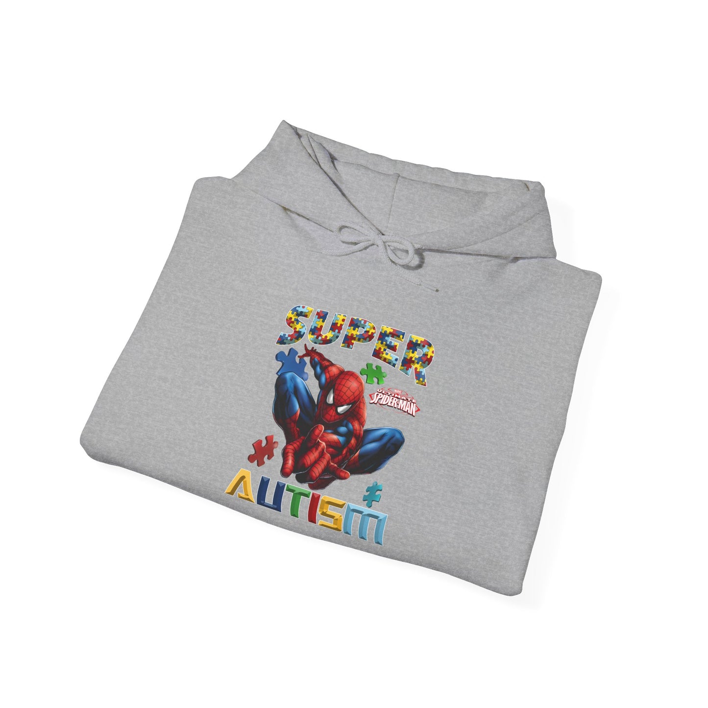 Autism Awareness Hoodie – "Super for Autism" Colorful Puzzle Hero Design