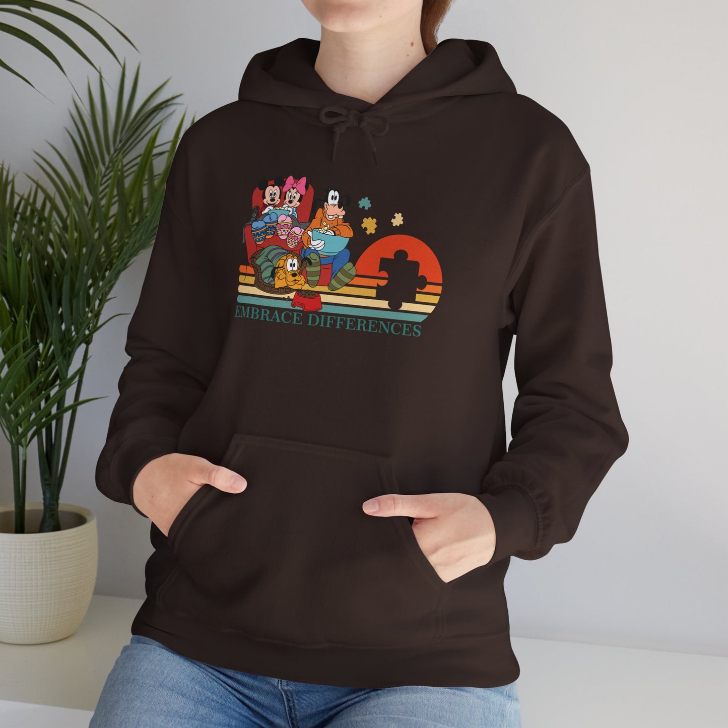 Embrace Differences Hoodie — Retro Pride Diverse Characters Graphic Sweatshirt