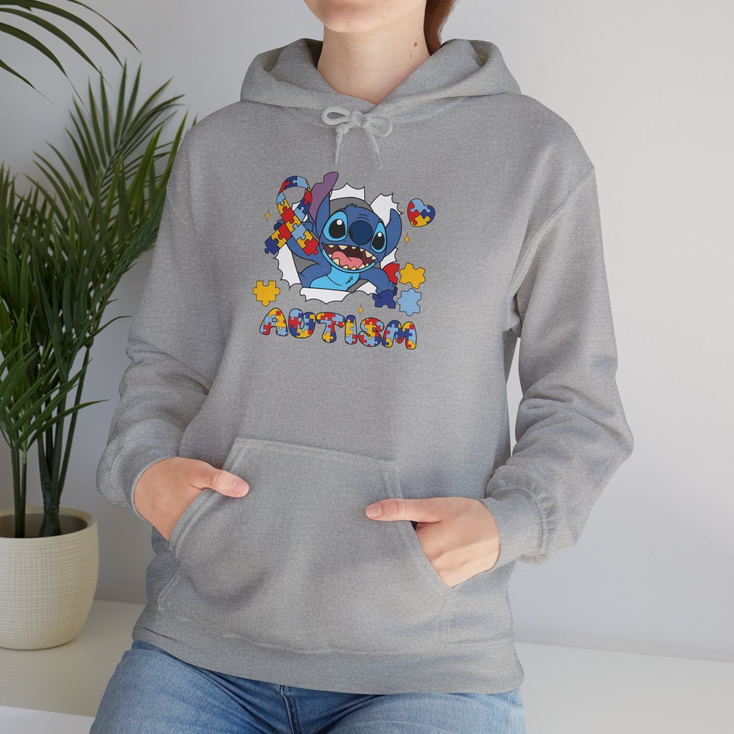 Autism Awareness Hoodie — Colorful Puzzle Stitch Design