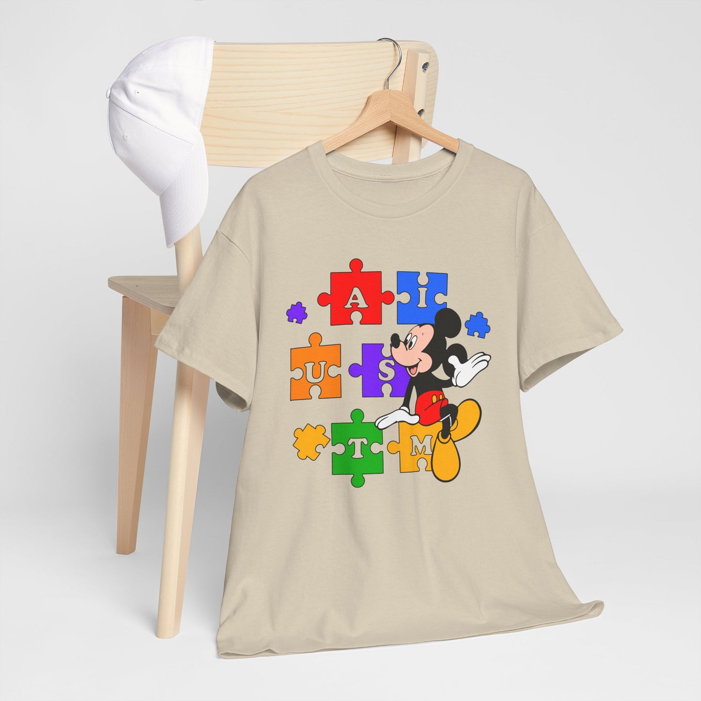 Autism Puzzle Mickey T-Shirt — Colorful Puzzle Pieces "AUTISM" Design