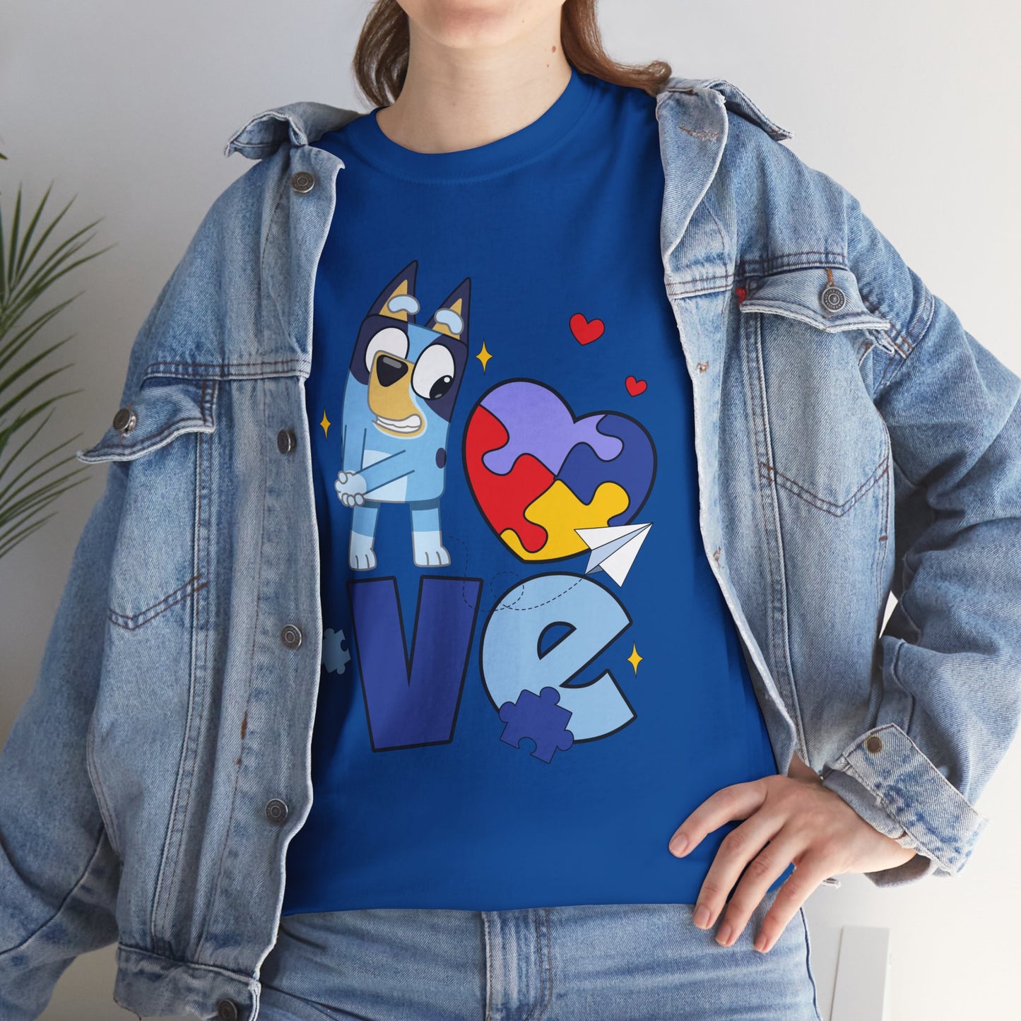 Autism Awareness Love Tee - Puzzle Heart & Cartoon Character T-Shirt