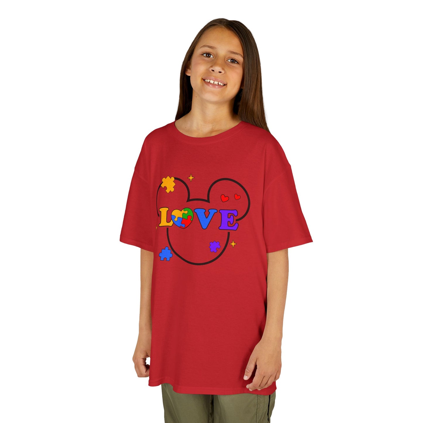 Kids Tee — Colorful Puzzle Heart "LOVE" Autism Awareness Shirt
