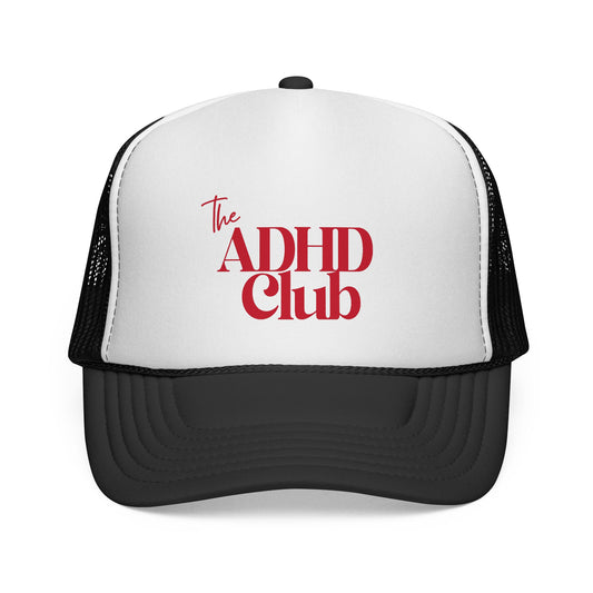 Trucker Hat — "The ADHD Club" Retro Logo Mesh Cap