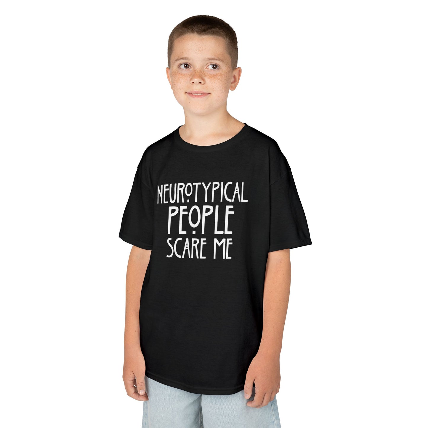 Kids Tee — "Neurotypical People Scare Me" Humor Autism Awareness Shirt
