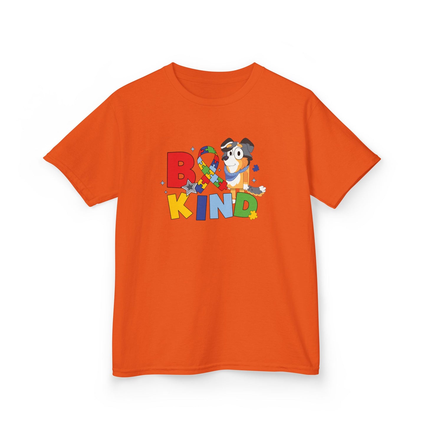 Kids Tee — "Be Kind" Colorful Autism Awareness Ribbon Design