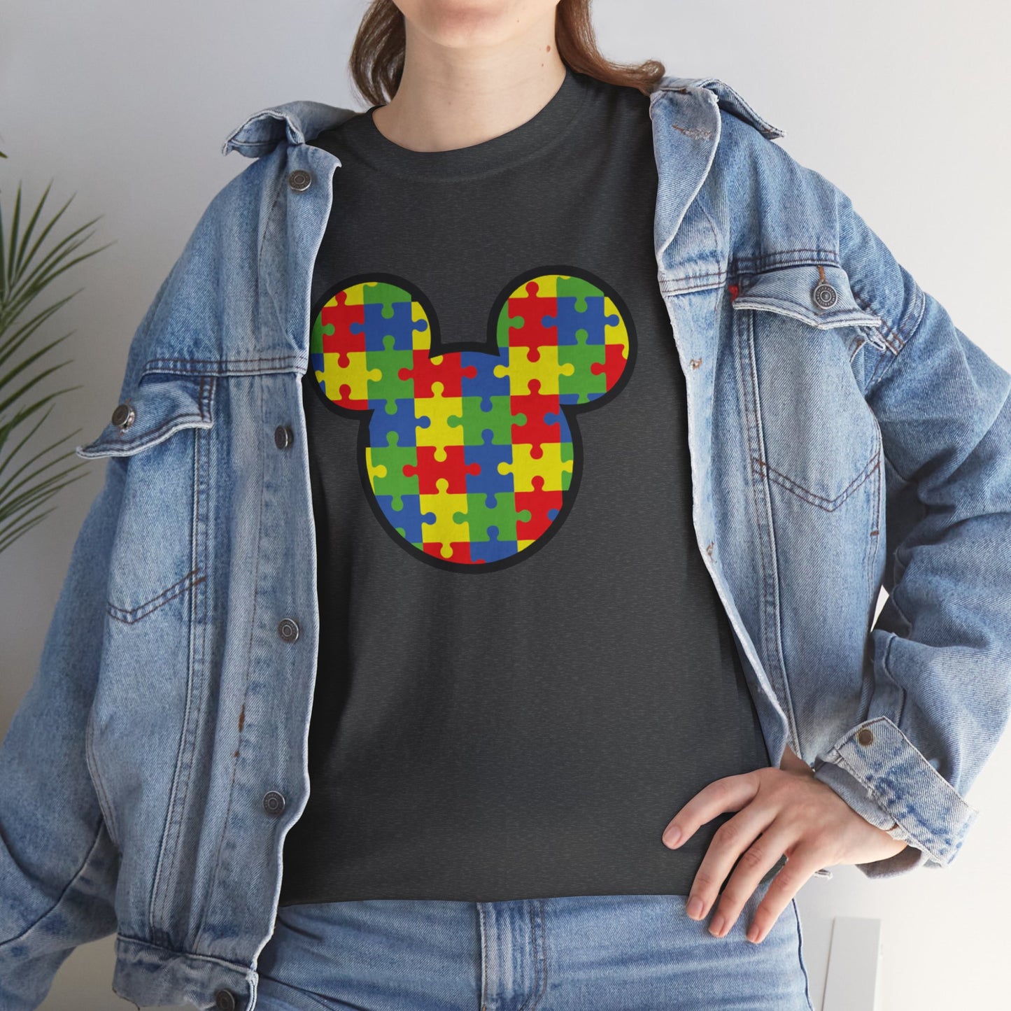 Colorful Puzzle Mickey Mouse Tee for Autism Awareness