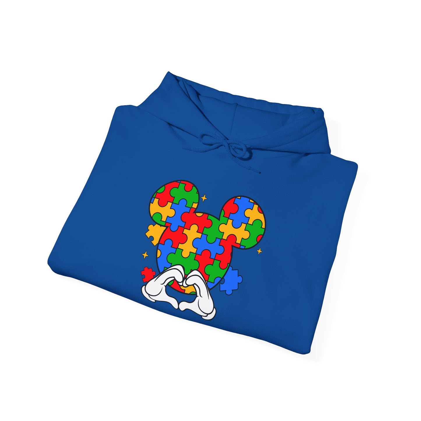 Autism Puzzle Mouse Hoodie — Colorful Puzzle Piece Mickey Silhouette Sweatshirt