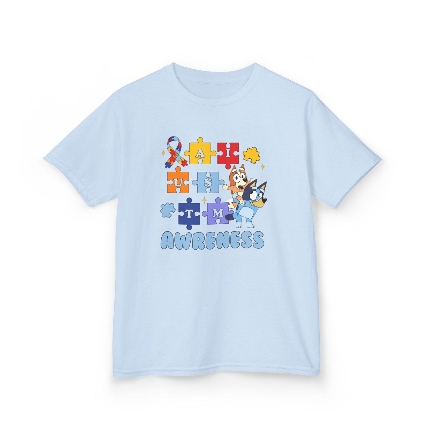 Kids Autism Awareness Puzzle Tee — Colorful Ribbon & Puzzle Pieces Design