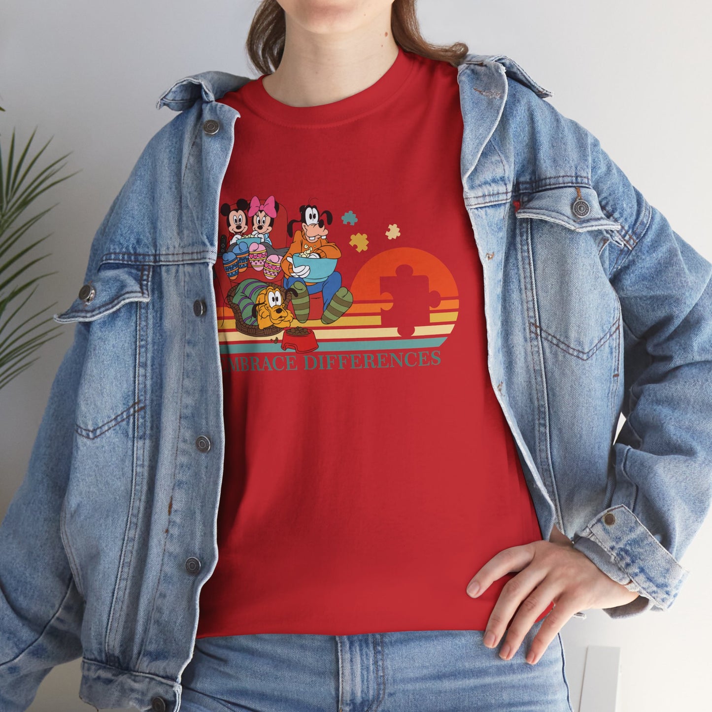 T-Shirt — 'Embrace Differences' Retro Rainbow Autism Awareness Tee