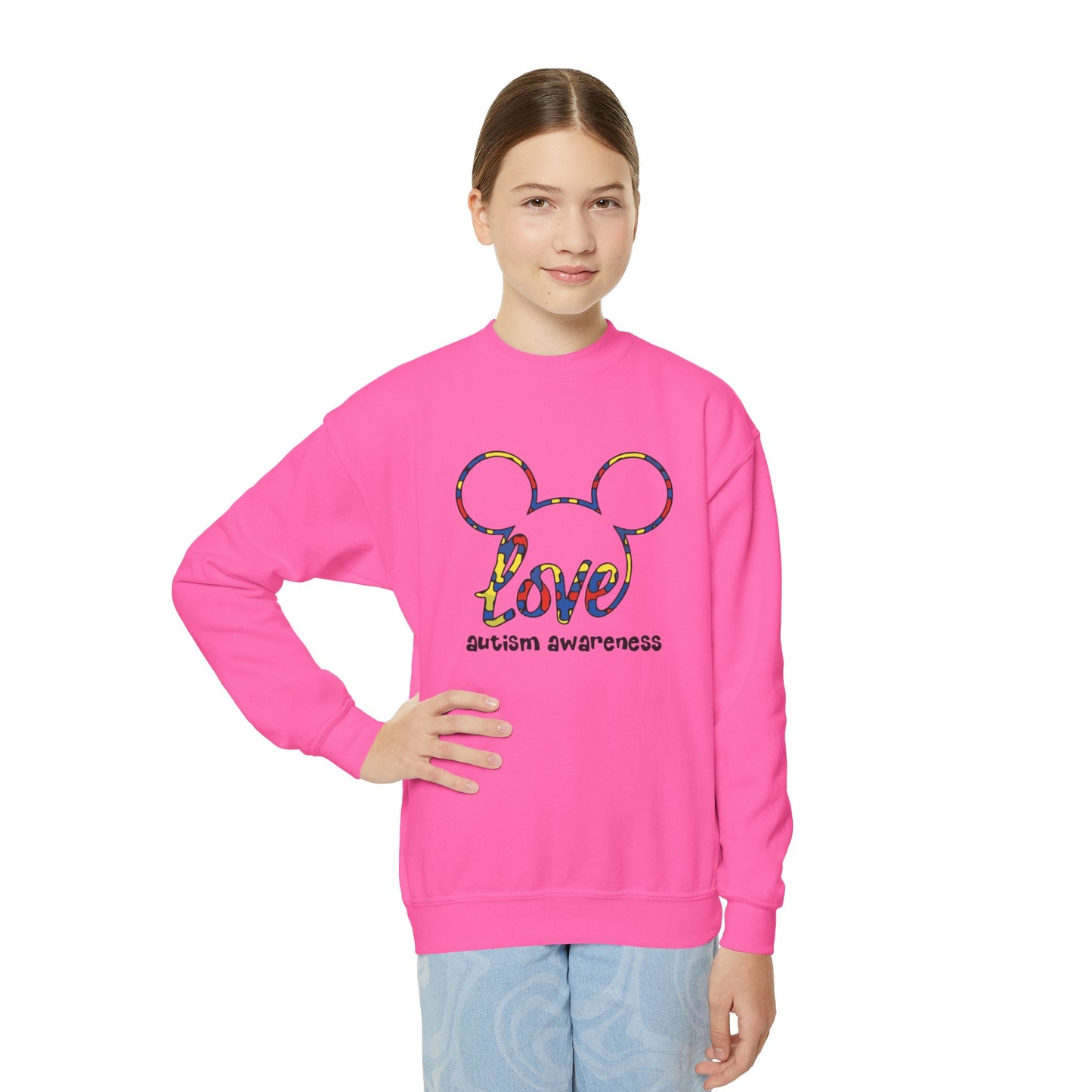 Colorful Autism Awareness Youth Crewneck Sweatshirt
