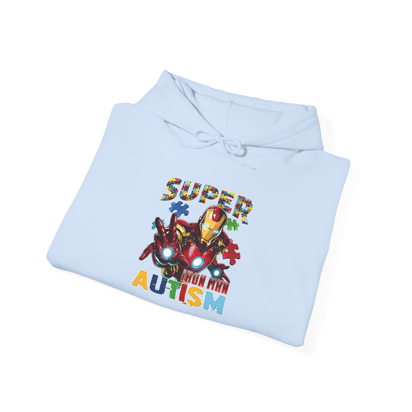 Autism Awareness Hoodie — "Super Mom with Autism" Colorful Puzzle Design