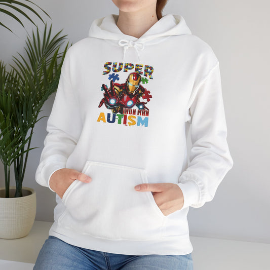 Autism Awareness Hoodie — "Super Mom with Autism" Colorful Puzzle Design