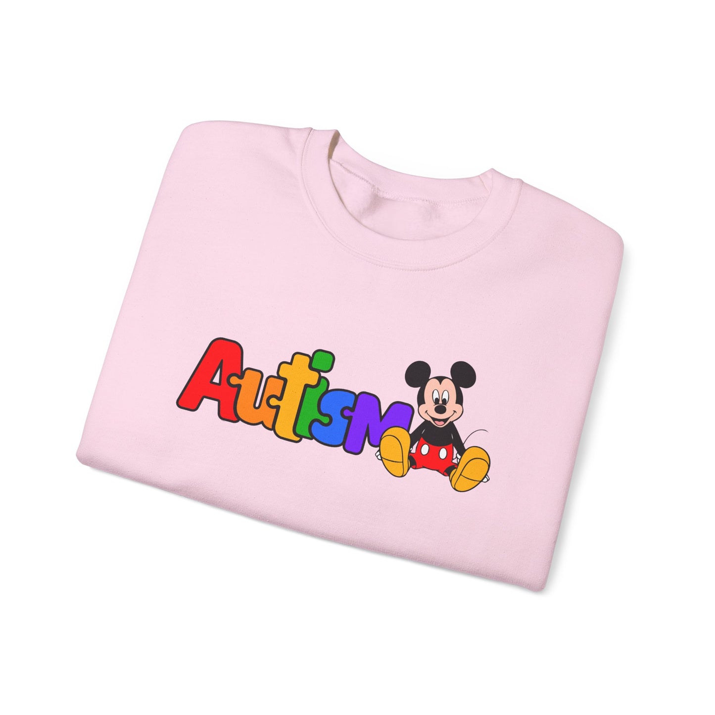 Autism Pride Crewneck Sweatshirt — Colorful Puzzle Text Design