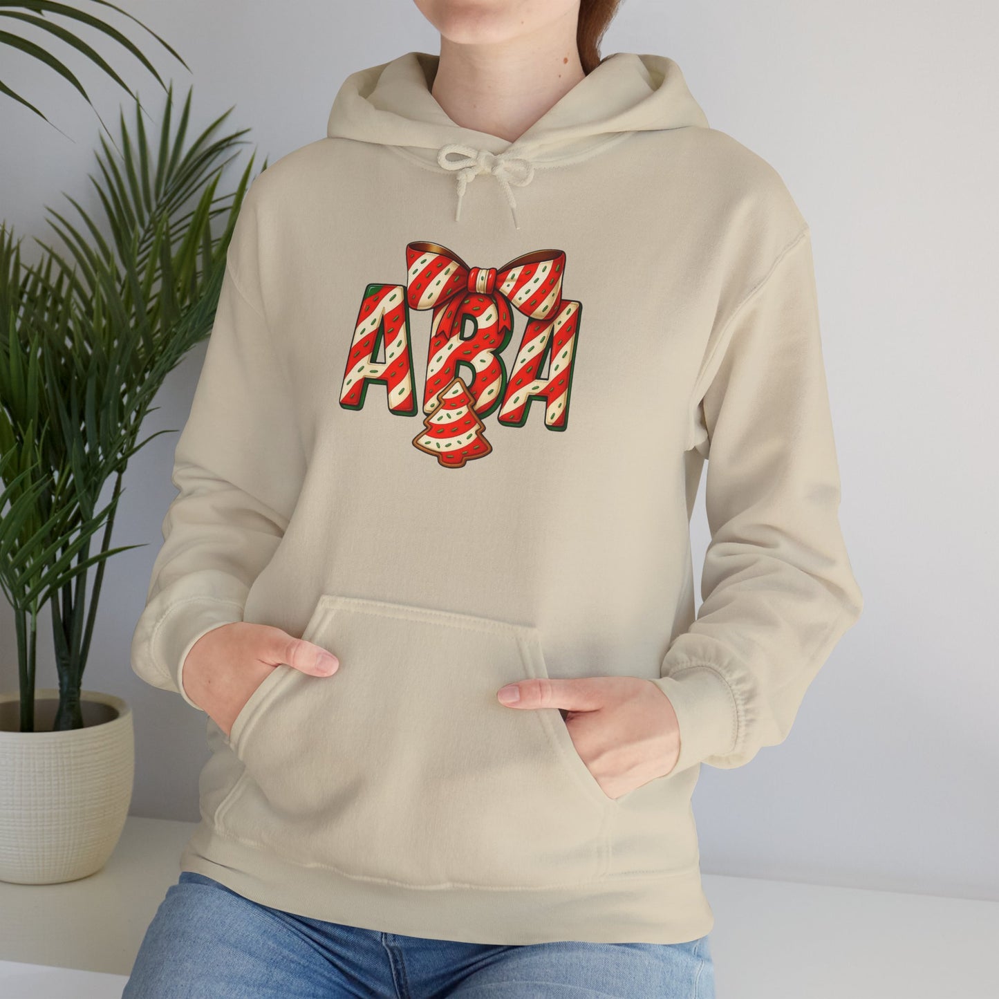 ABA Little Debbie Cake Candy Cane Gift Bow Graphic Holiday Sweatshirt Hoodie