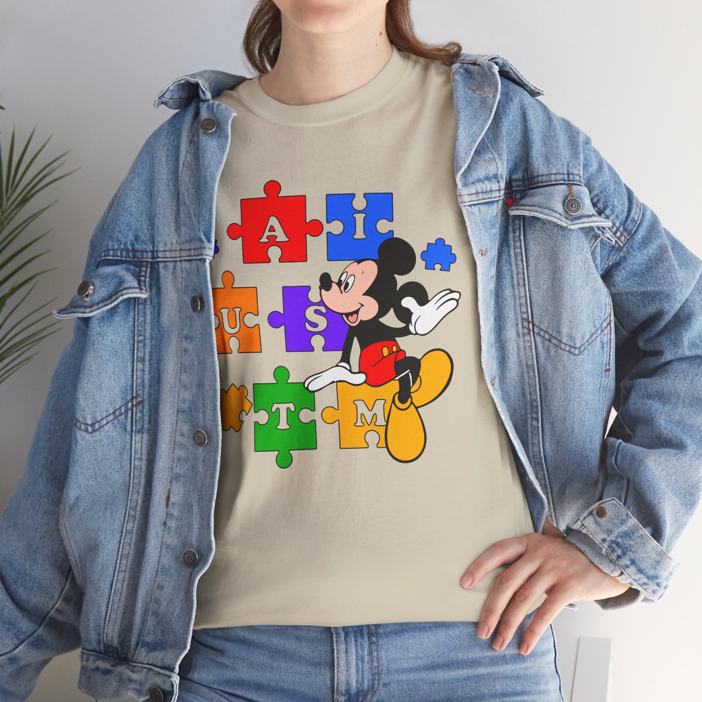 Autism Puzzle Mickey T-Shirt — Colorful Puzzle Pieces "AUTISM" Design