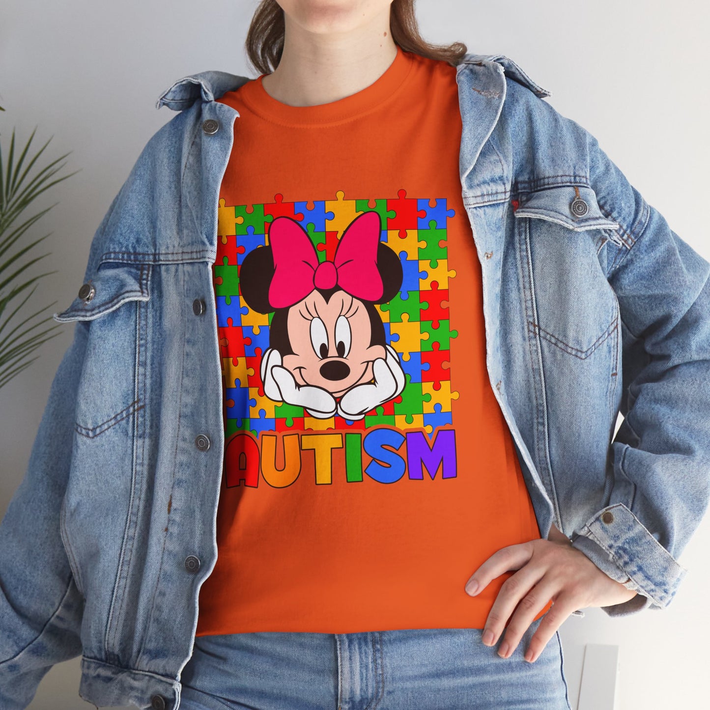 Autism Awareness T-Shirt — Colorful Puzzle Heart Minnie Design
