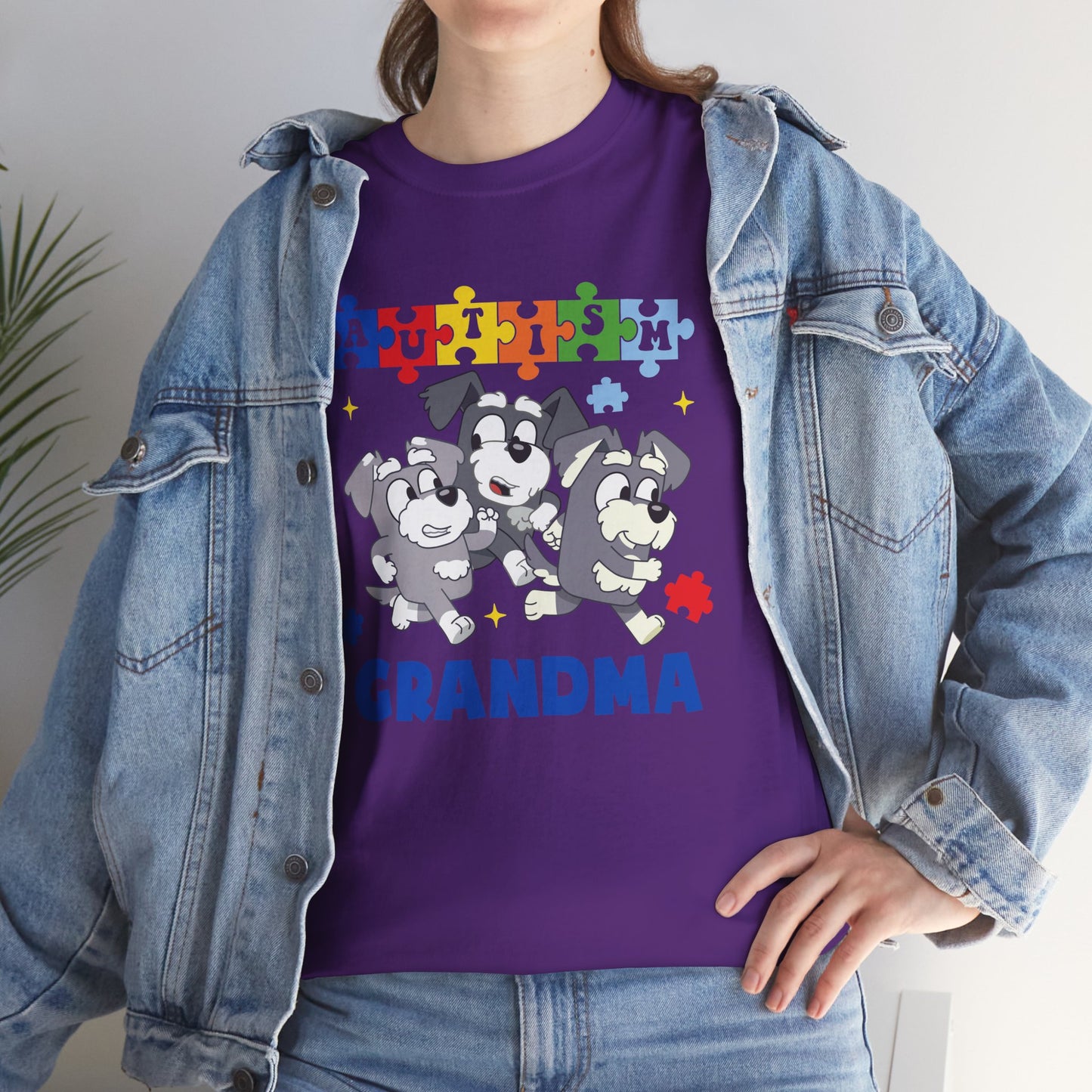 Grandma Paw-some Autism Awareness Tee — Puzzle Dogs Autism Grandma Shirt