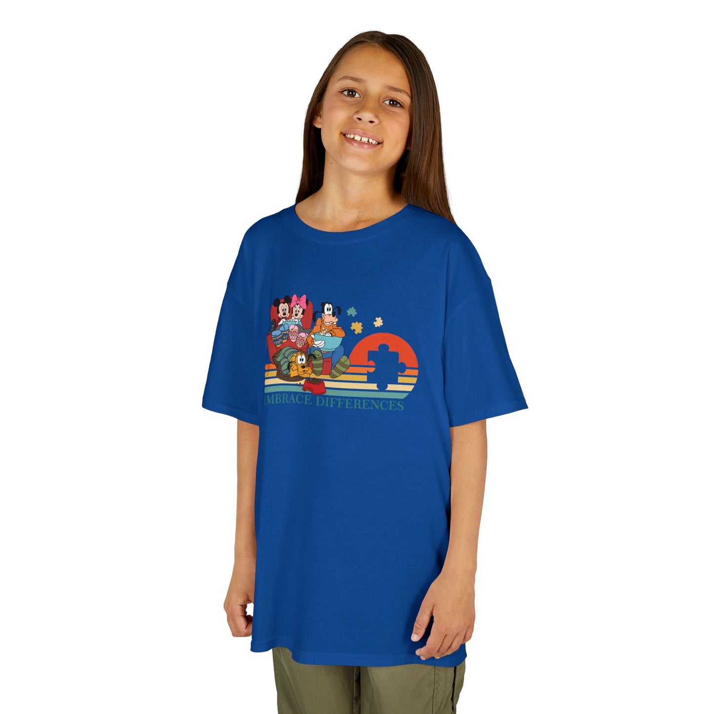 Kids Tee — Colorful Retro Animal Parade "I Embrace Differences"