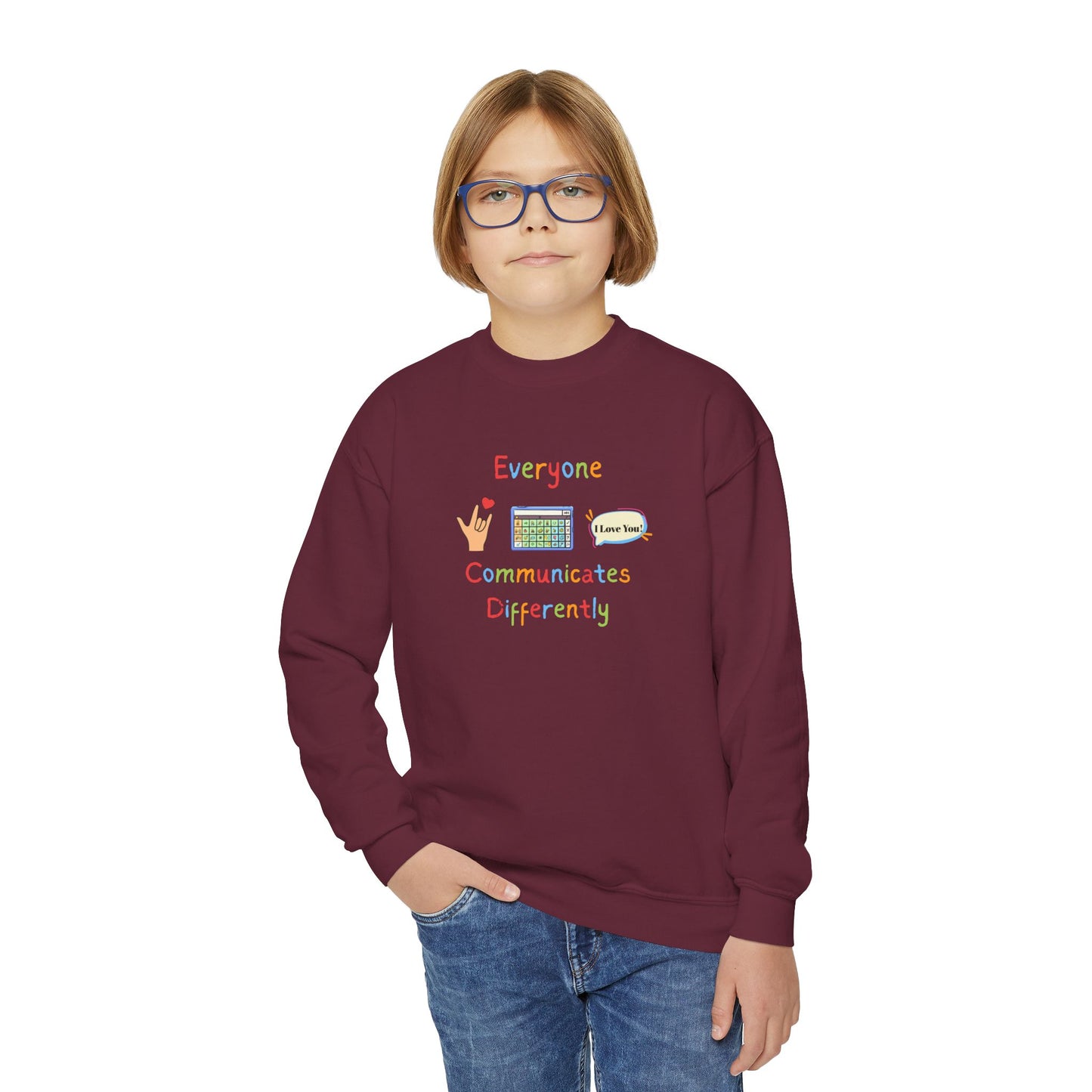 Everyone Communicates Differently Youth Crewneck Sweatshirt
