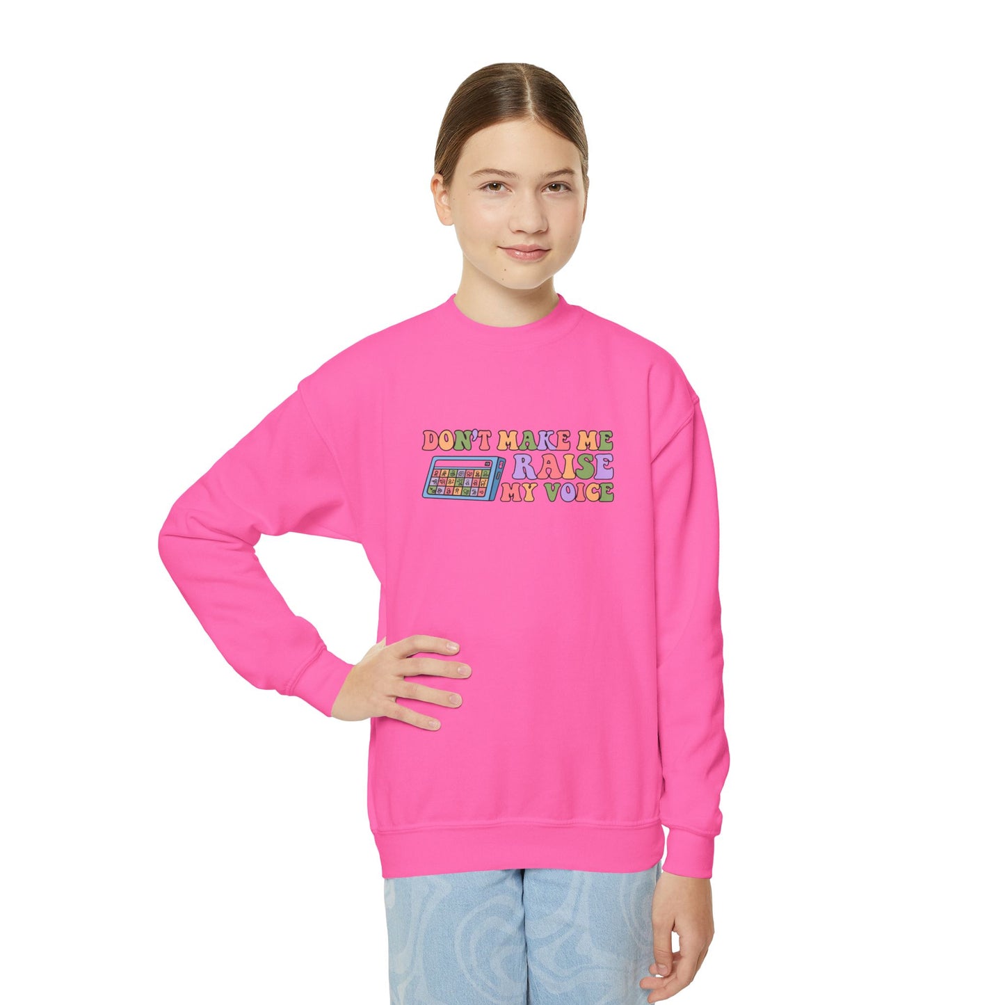 Don't Make Me Raise My Voice Youth Crewneck Sweatshirt