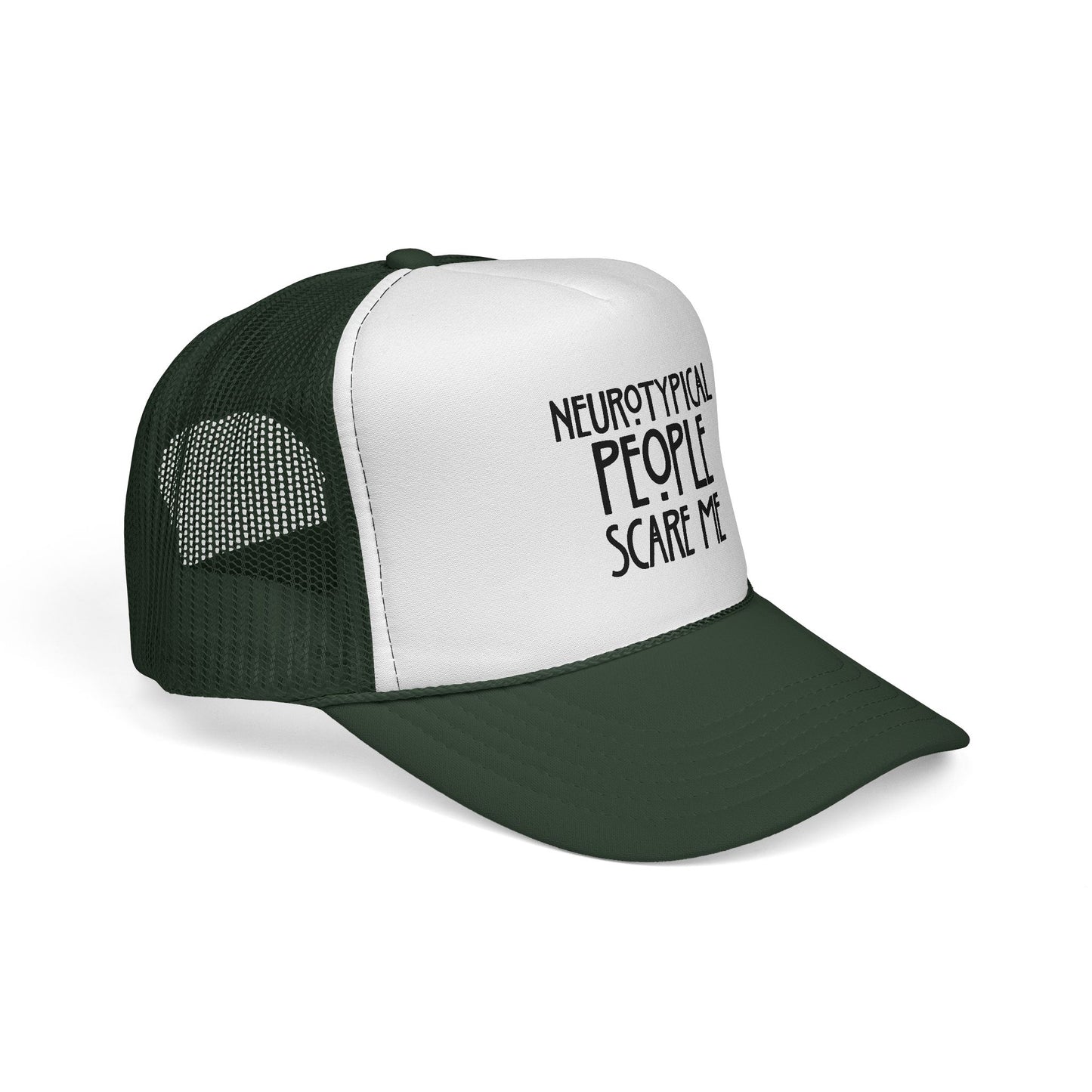 Trucker Cap — "Neurotypical People Scare Me" Mesh Hat for Neurodivergent Pride & Social Anxiety