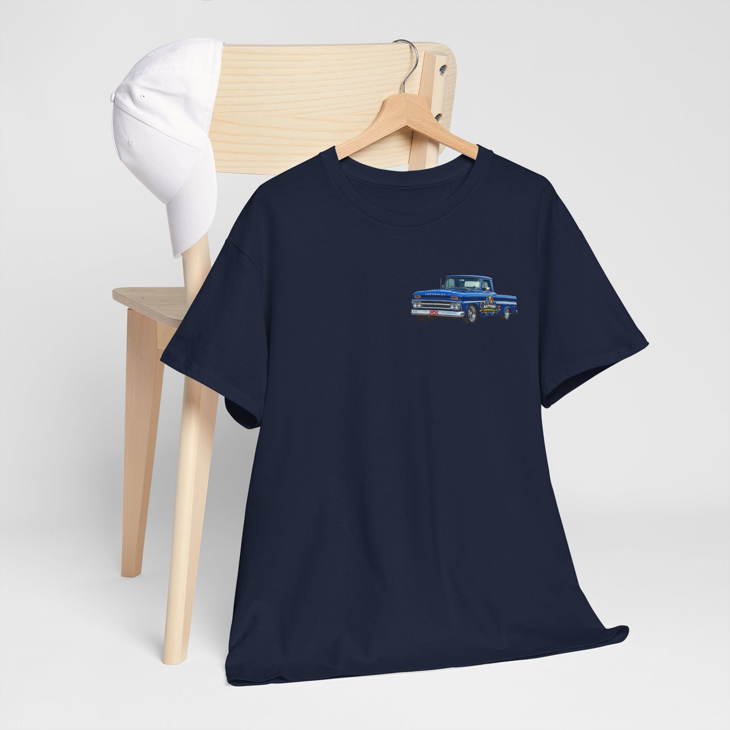 Tim’s Truck Tee- Autism Awareness Truck T-Shirt — Vintage Pickup Puzzle Ribbon Tee