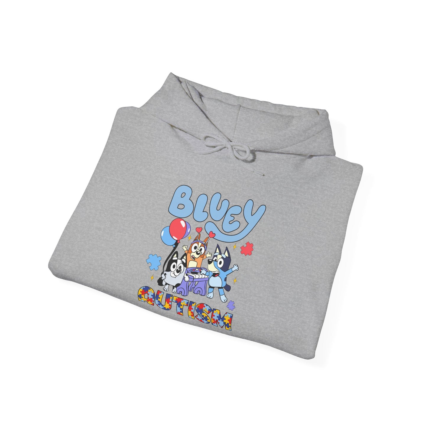 Autism Awareness Hoodie — 'Bluey for Autism' Cartoon Support Pullover
