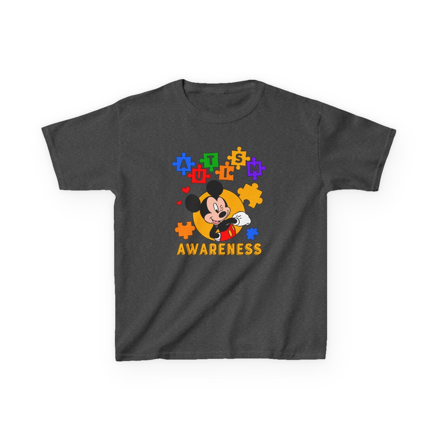 Autism Awareness Kids Tee — Colorful Puzzle Heart Design