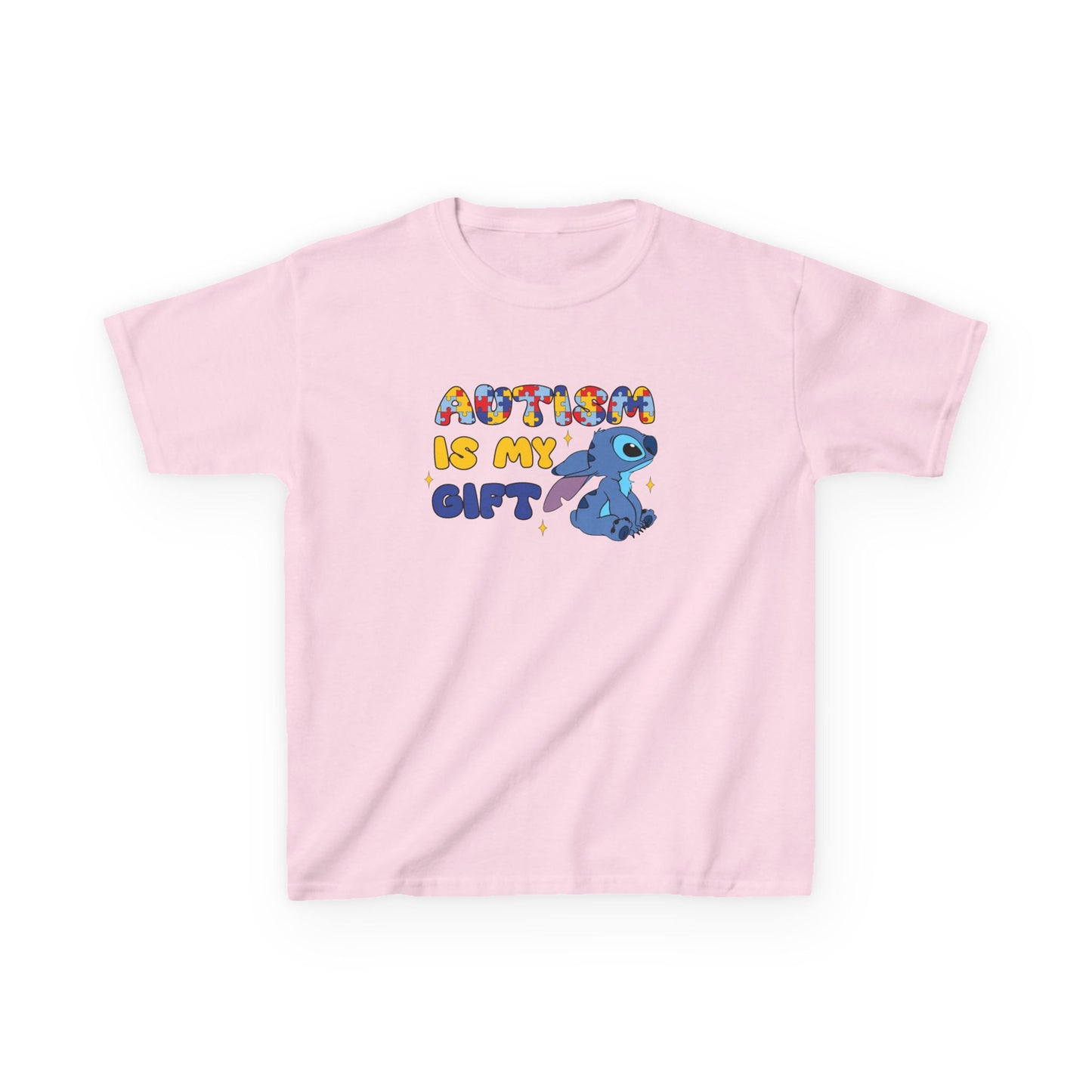 Kids T-Shirt — "Autism Is My Gift" Colorful Puzzle Heart Design