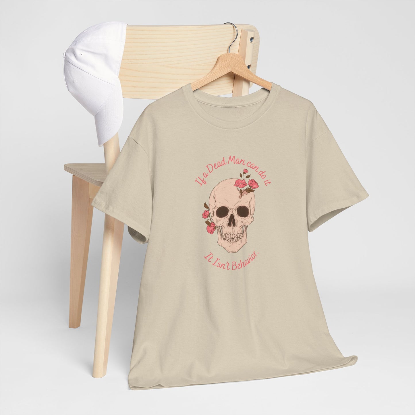 Skull & Roses Unisex Heavy Cotton Tee - Perfect for Halloween, Casual Wear, Gift for Friends, Skull Lovers, or Grunge Fashion