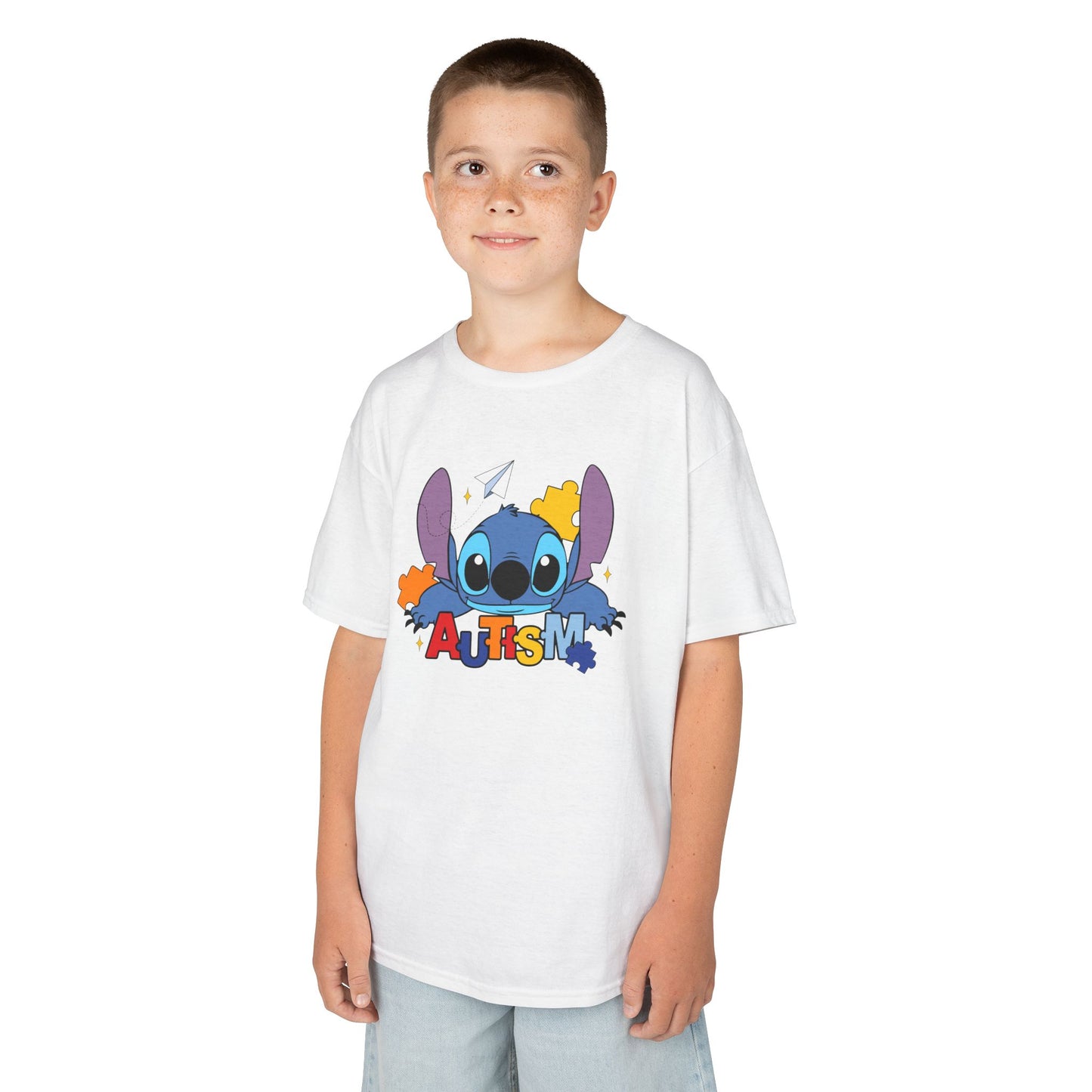 Kids Tee — Cute Stitch Autism Puzzle Design