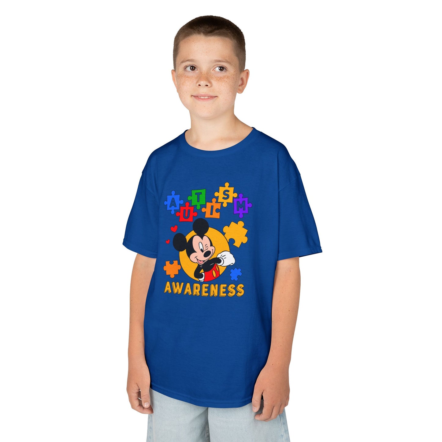 Autism Awareness Kids Tee — Colorful Puzzle Heart Design