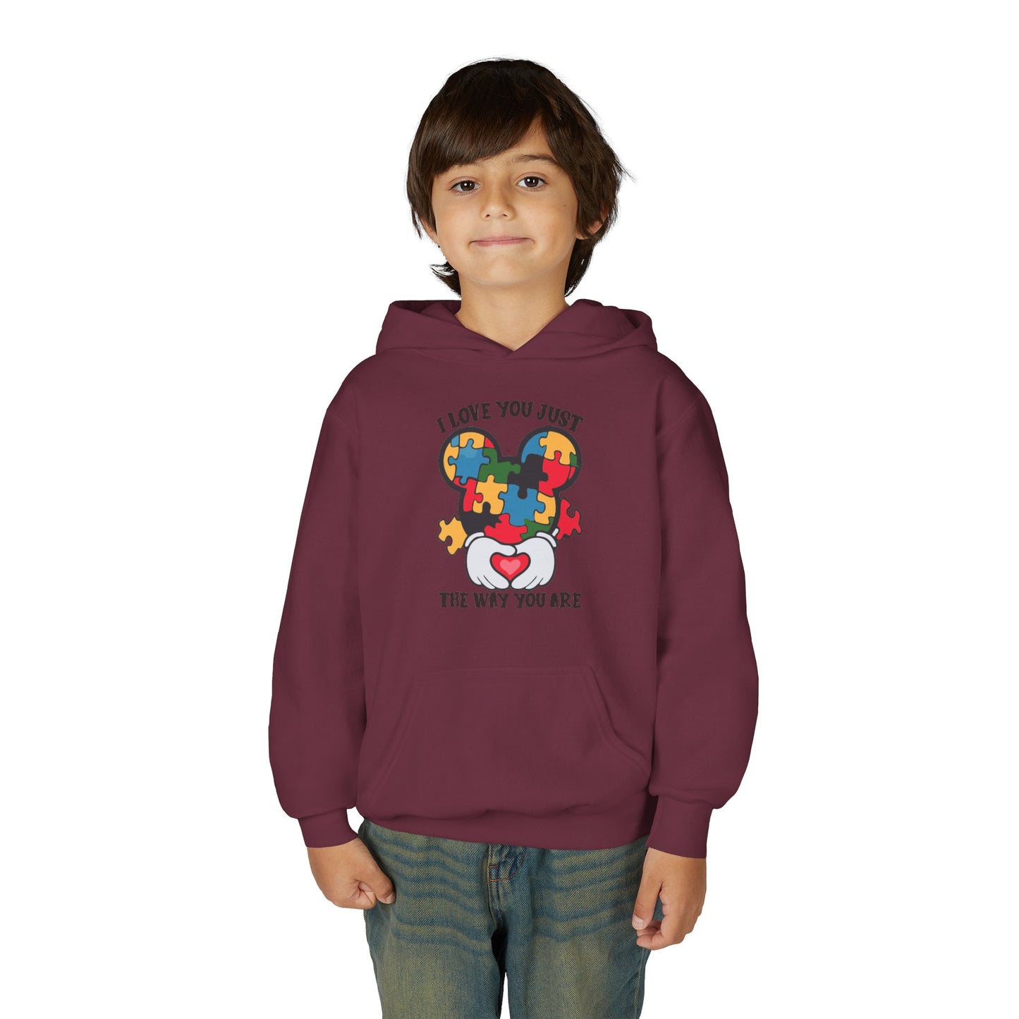 Puzzle Heart Youth Hoodie - "I Love You Just the Way You Are"