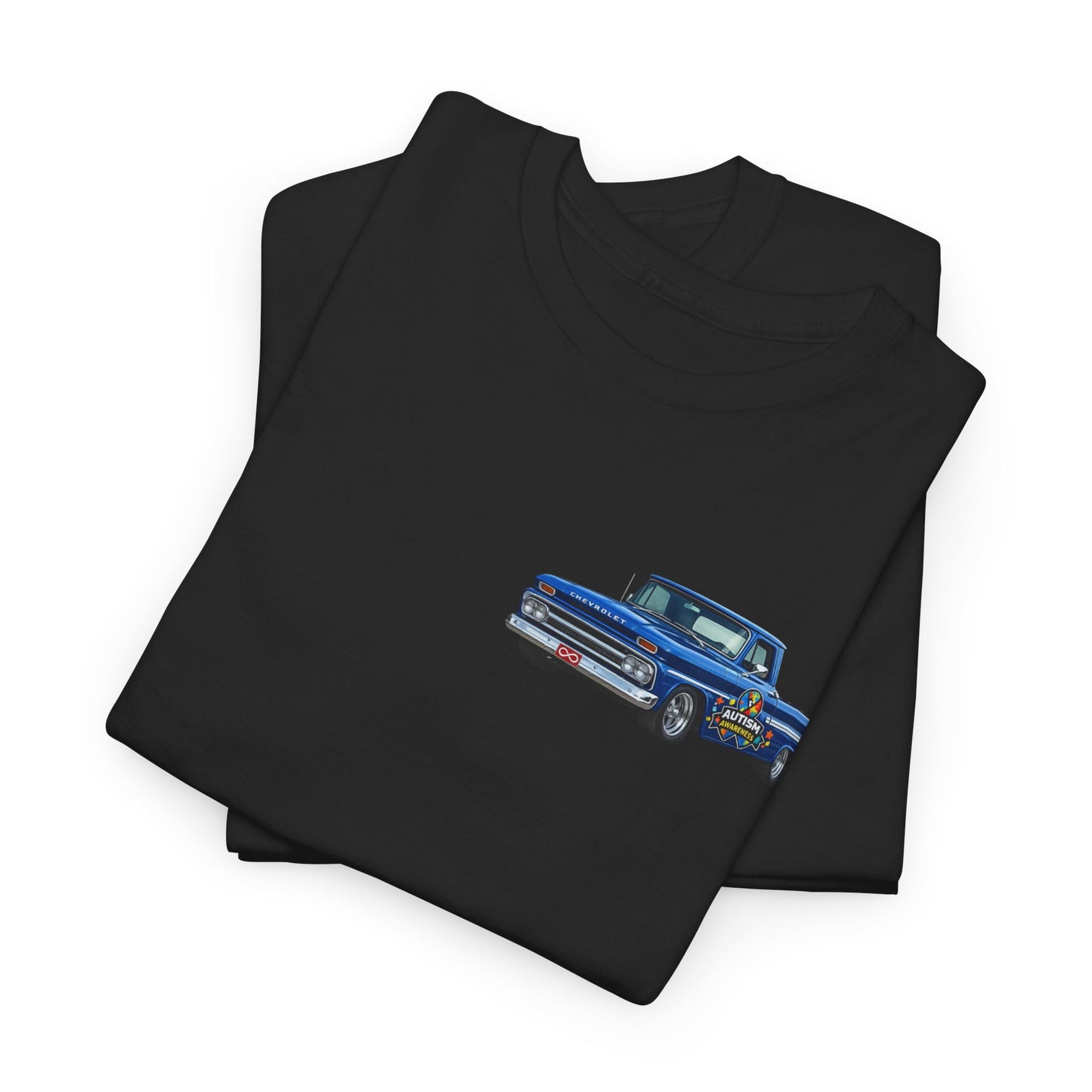 Tim’s Truck Tee- Autism Awareness Truck T-Shirt — Vintage Pickup Puzzle Ribbon Tee