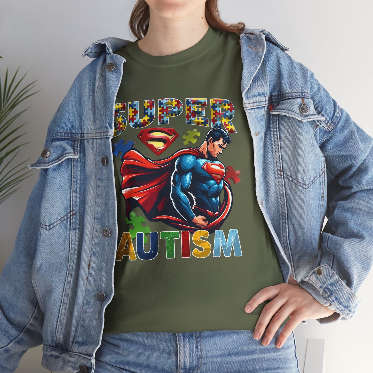 Autism Superhero T-Shirt — "Super Autism" Colorful Puzzle Design
