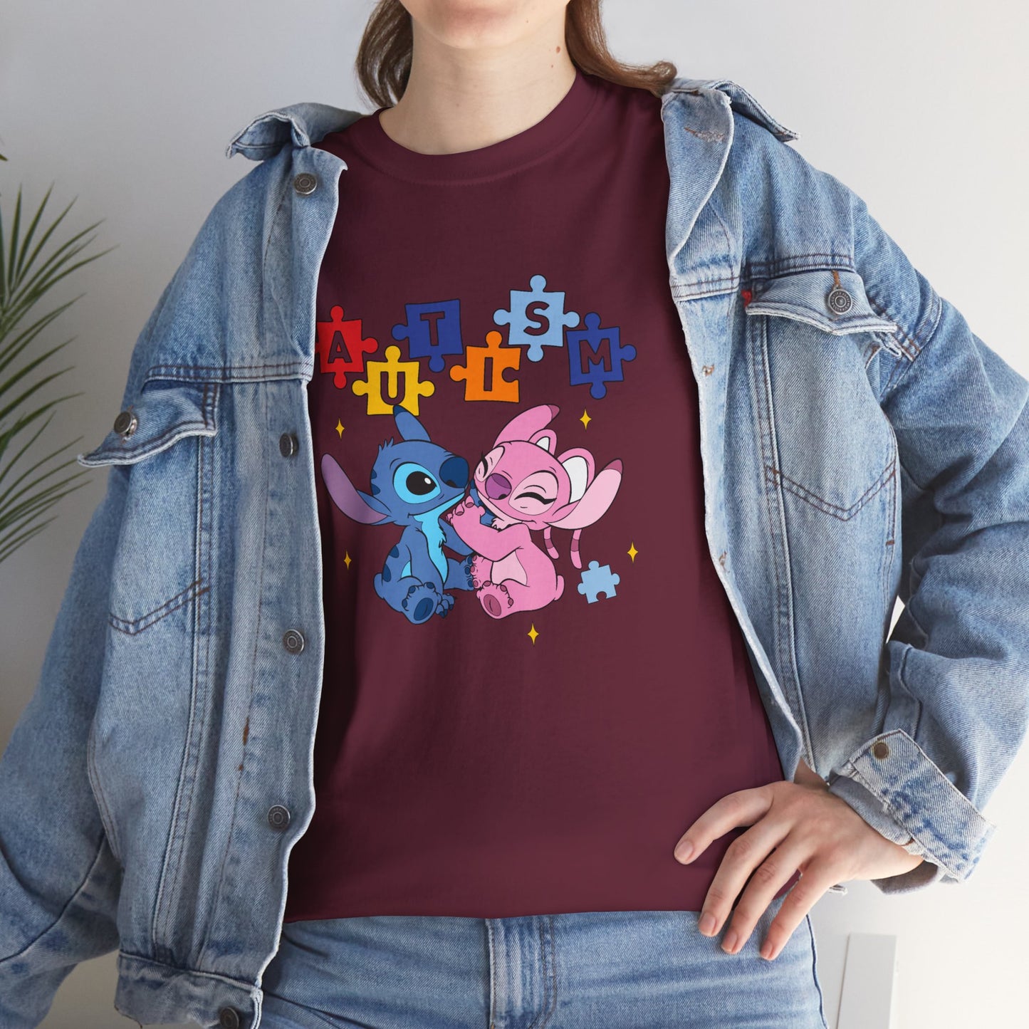 Autism Puzzle Love T-Shirt — Cute Stitch & Angel Friendship Tee