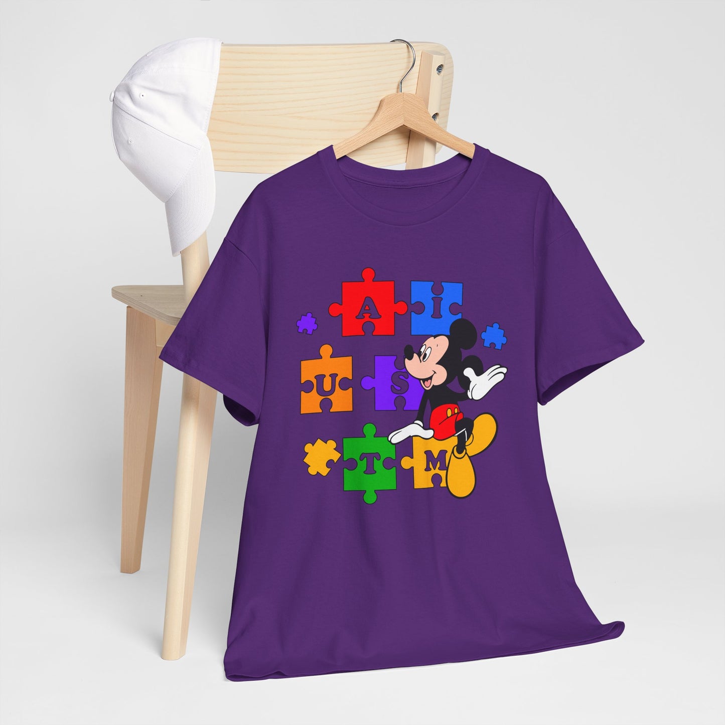 Autism Puzzle Mickey T-Shirt — Colorful Puzzle Pieces "AUTISM" Design