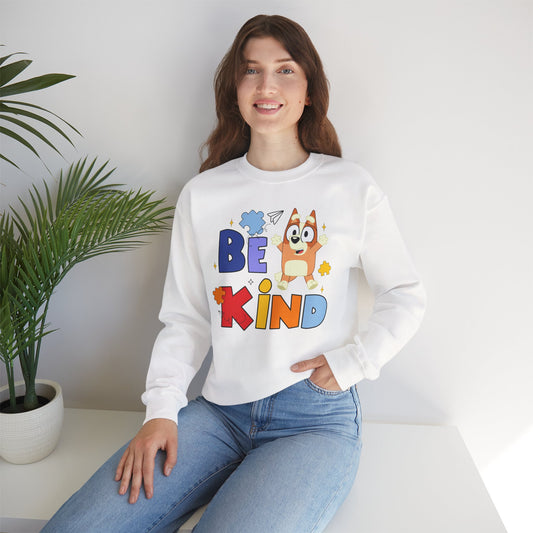 Be Kind Crewneck Sweatshirt — Cute Dog Graphic Kids/Adult Casual Pullover