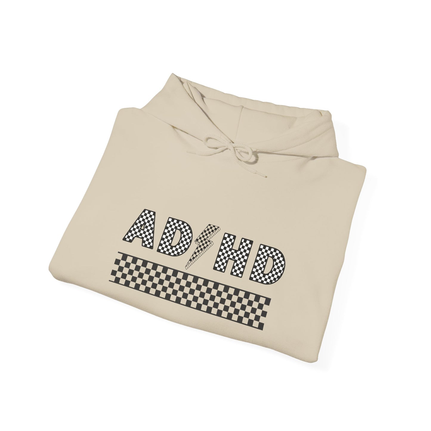 ADHD Lightening Bolt Checkered Hooded Sweatshirt