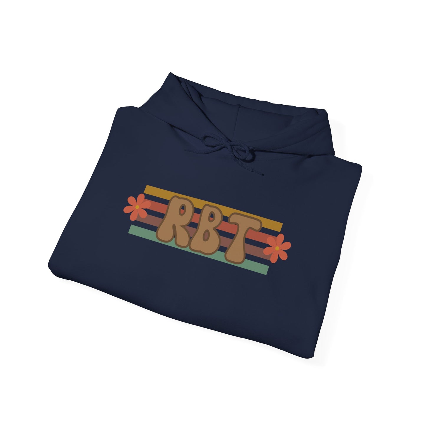 Retro Floral RBT Initials Hoodie — Vintage Striped Monogram Sweatshirt