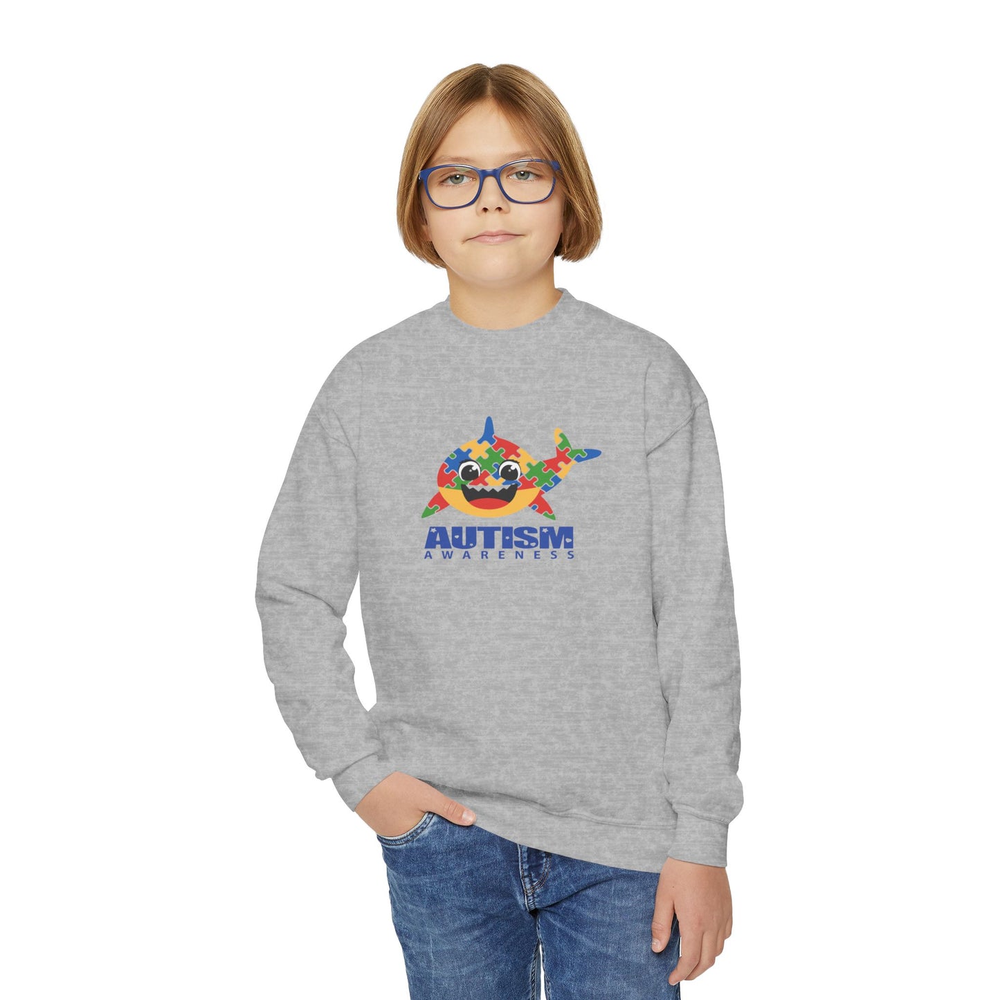 Colorful Autism Awareness Youth Crewneck Sweatshirt