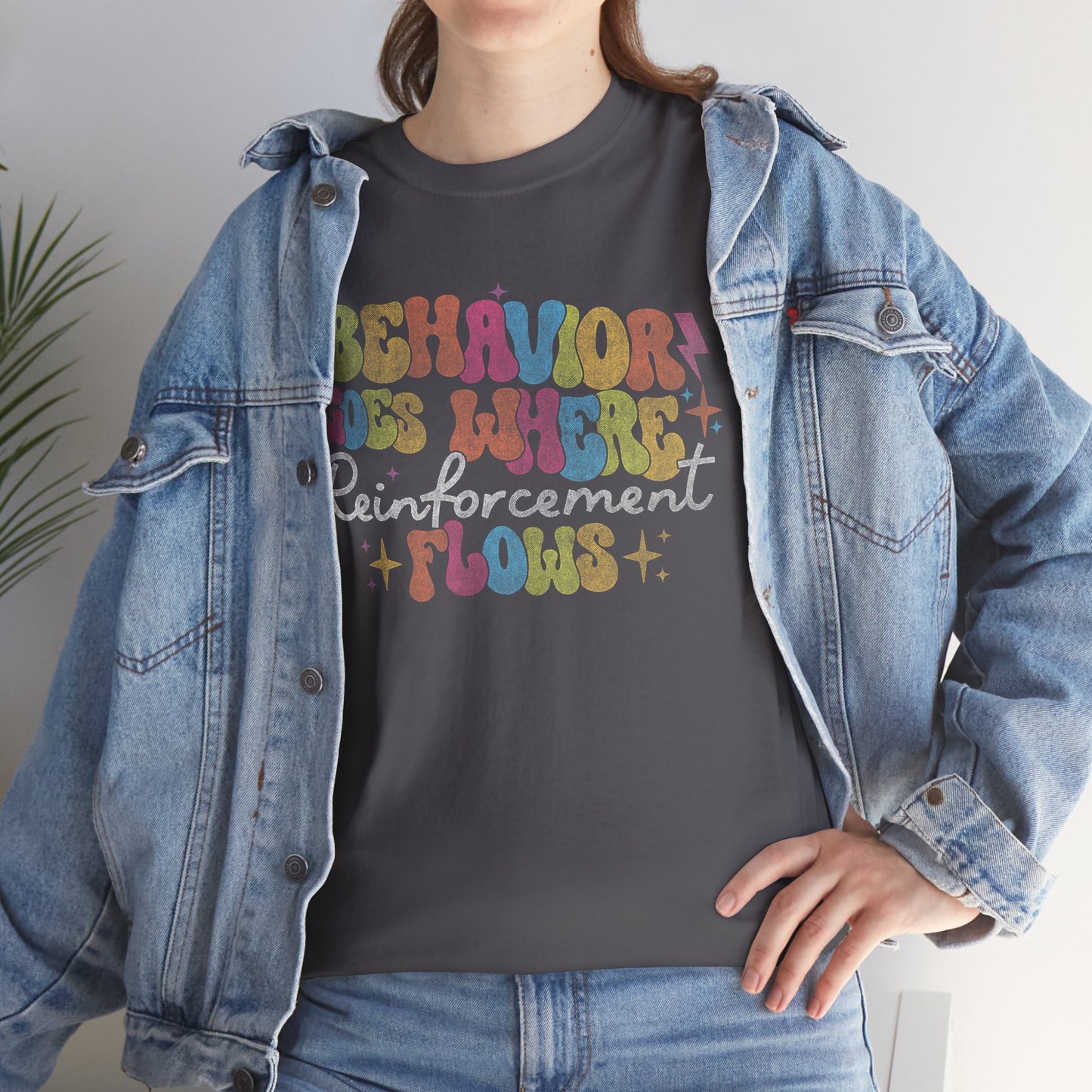 Behavior Codes Where? Reinforcement Flows T-Shirt — Retro Psychedelic Behavioral Therapist Tee