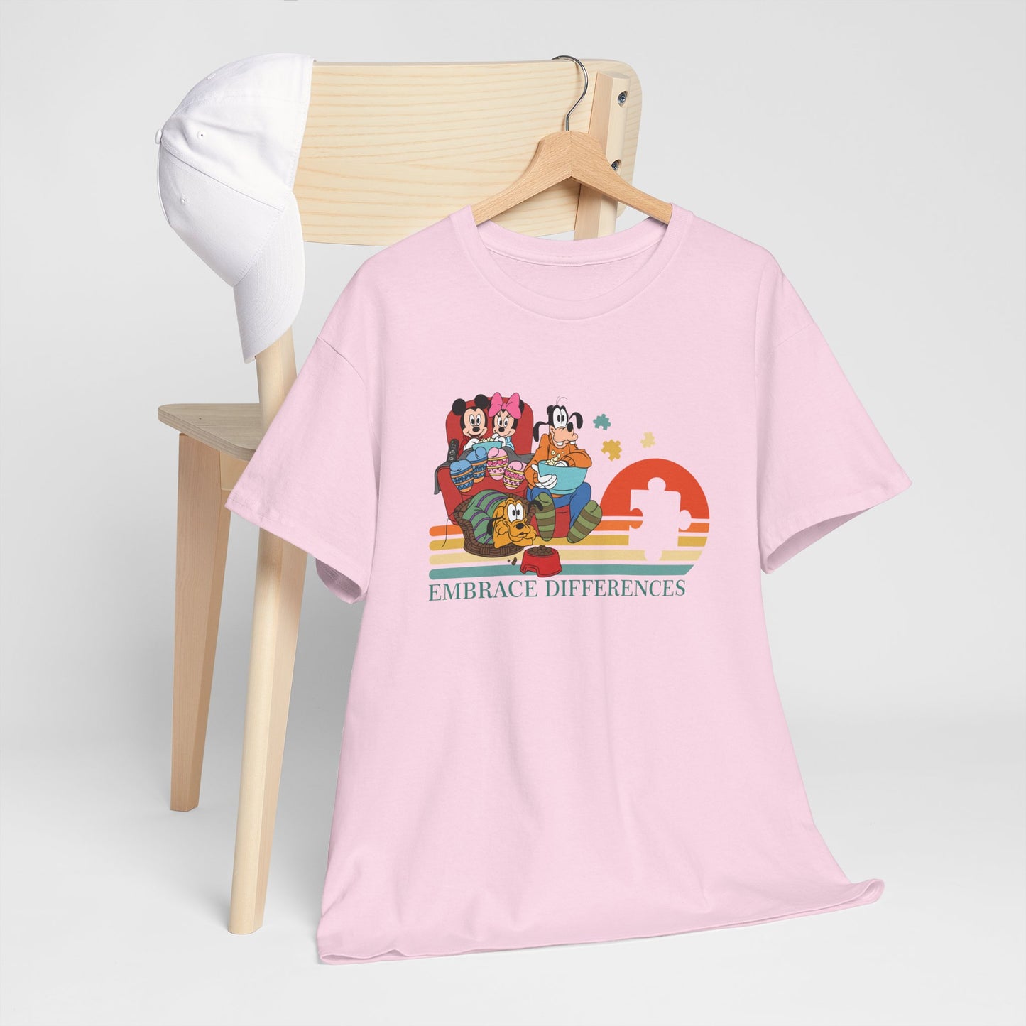 T-Shirt — 'Embrace Differences' Retro Rainbow Autism Awareness Tee