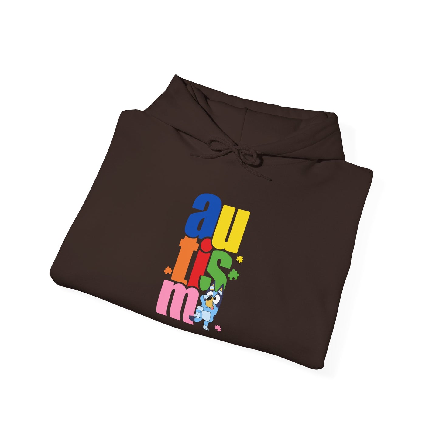 Autism Awareness Hoodie — Colorful Vertical “autism” Design