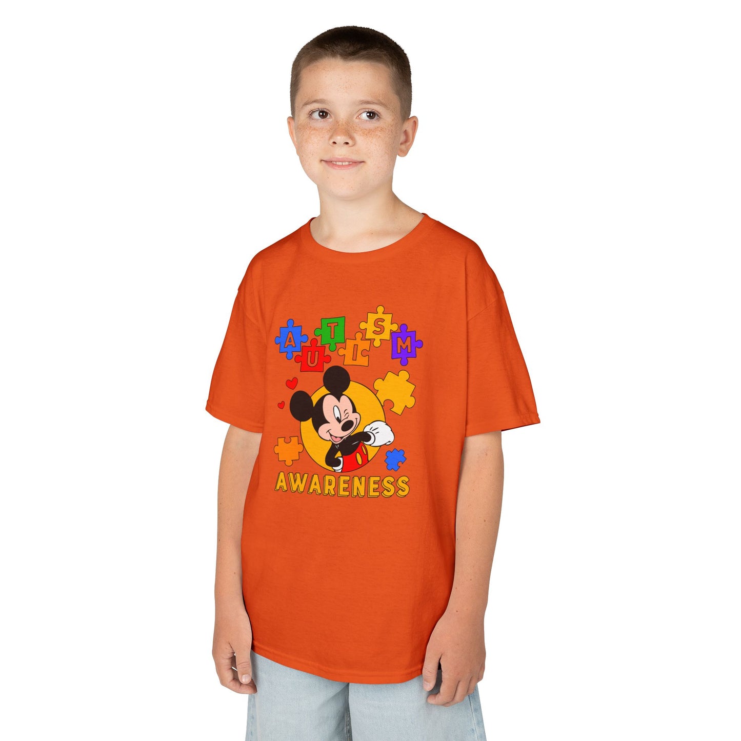 Autism Awareness Kids Tee — Colorful Puzzle Heart Design