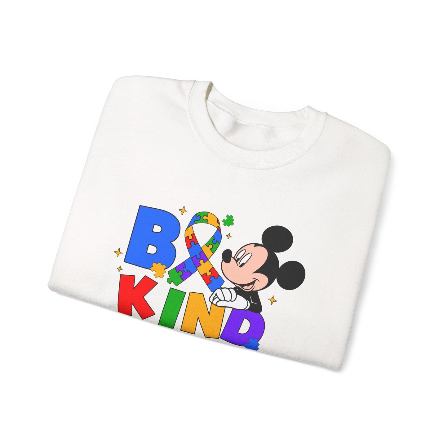 Be Kind Crewneck Sweatshirt - Colorful Awareness Ribbon Design