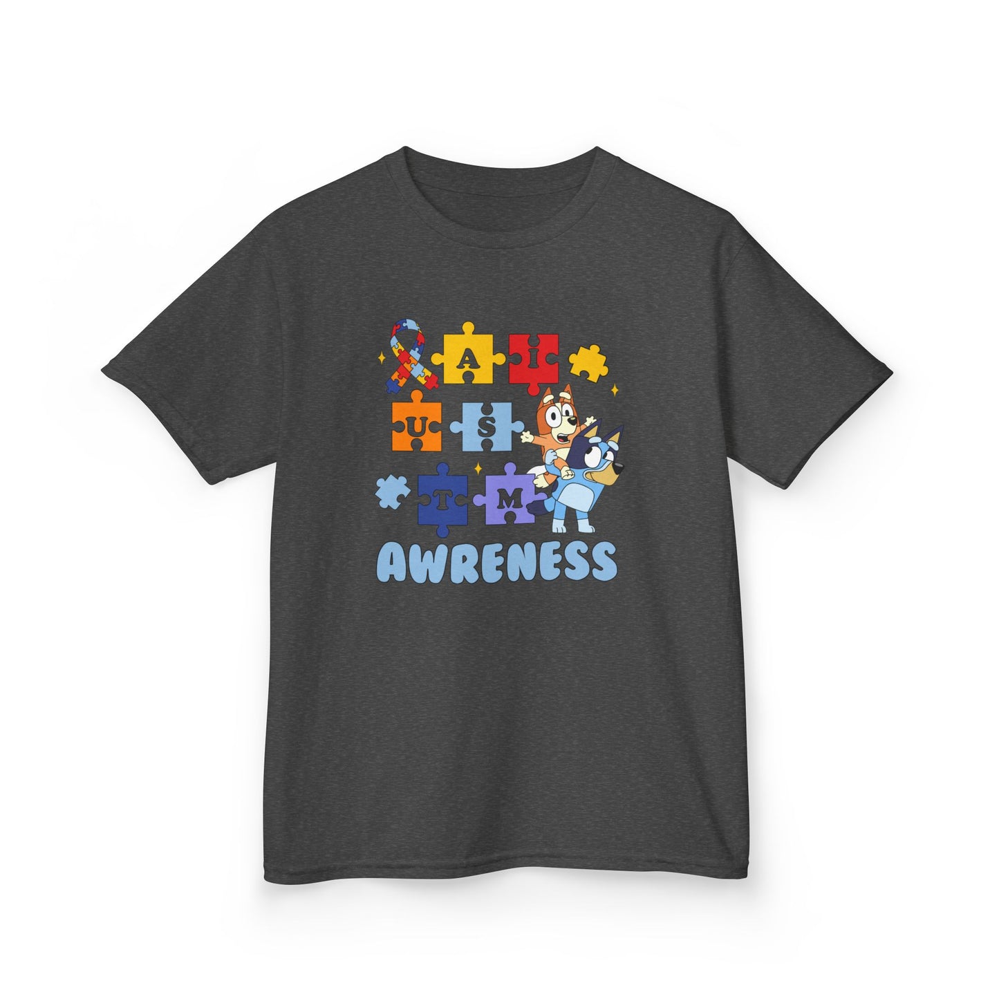 Kids Autism Awareness Puzzle Tee — Colorful Ribbon & Puzzle Pieces Design